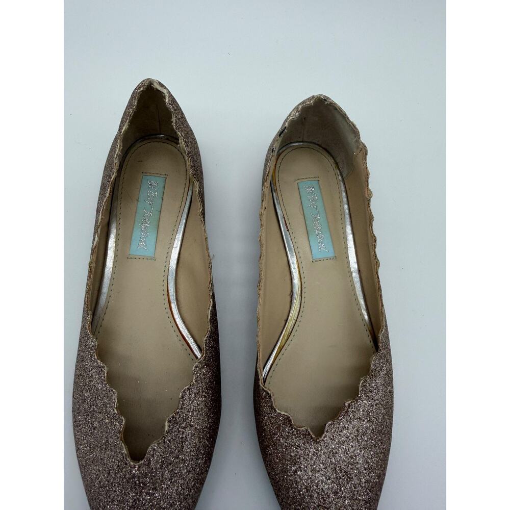 Betsey Johnson SB-CAKE Shoes Womens Size 6.5 Gold Glitter Flats Dressy - Picture 6 of 13